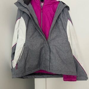 ZeroXposur Gray and Pink Women’s  Puffer Jacket, Double layered